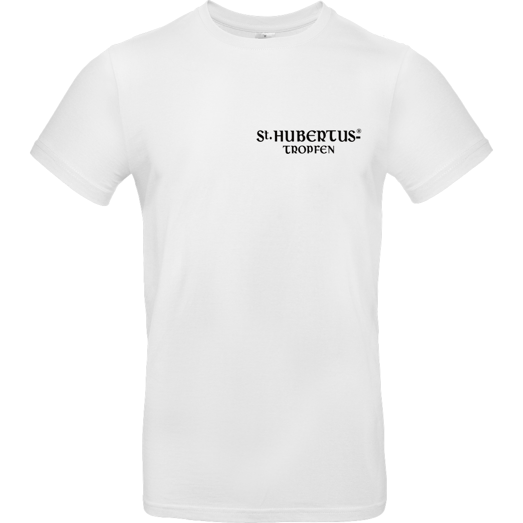 St. Hubertus Tropfen Rehbock Backprint - Schriftzug Pocket T-Shirt B&C EXACT 190 -  White